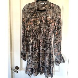 Patterned Long Sleeve Dress